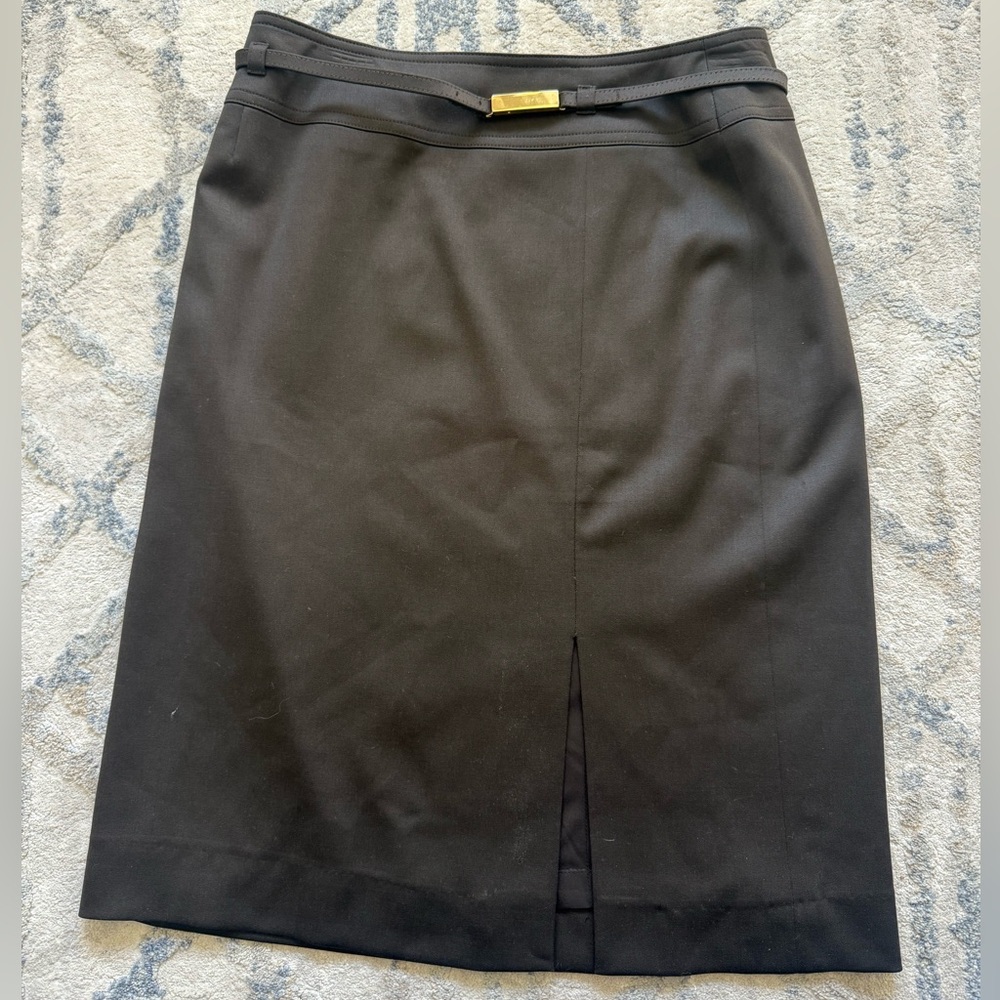 Escada Black Pencil Skirt with Gold Belt buckle - size 36